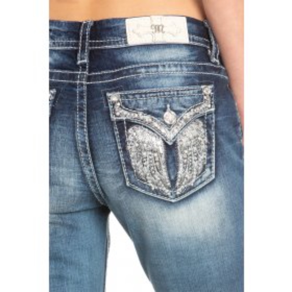 Miss Me Wing Pocket Easy Mid-Rise Straight Jeans